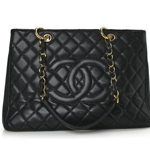 CHANEL Caviar Quilted Grand Shopping Tote GST Black